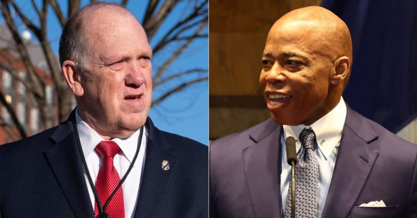 After meeting with border czar Tom Homan, left, New York City Mayor Eric Adams, right, has said he will allow ICE agents into Rikers Island to pick up criminal illegal aliens detained in the city.