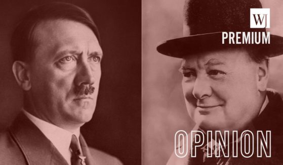 Historical revisionists have been claiming that Adolph Hitler, left, may not have been the villain of World War II, and they are instead rewriting the narrative to claim British Prime Minister Winston Churchill, right, was the true villain.