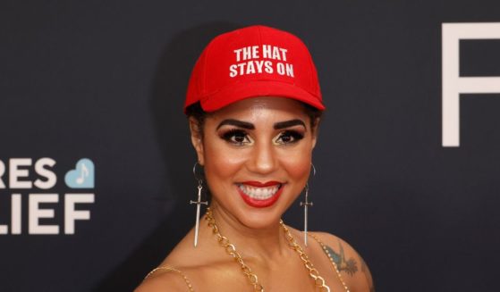 Singer-songwriter Joy Villa supports President Donald Trump at the 67th Grammy Awards on Feb. 2, 2025 in Los Angeles.