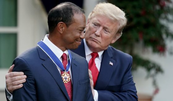 U.S. President Donald Trump awards golfer Tiger Woods the Medal of Freedom in Washington on May 6, 2019.