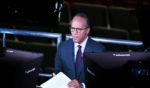 NBC personality Lester Holt speaking to camera just before the third debate between Hillary Clinton and Donald Trump in Las Vegas, Nevada, on Oct. 19, 2016.