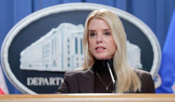 U.S. Attorney General Pam Bondi speaks at the Department of Justice Building in Washington, DC, on Feb. 12, 2025.