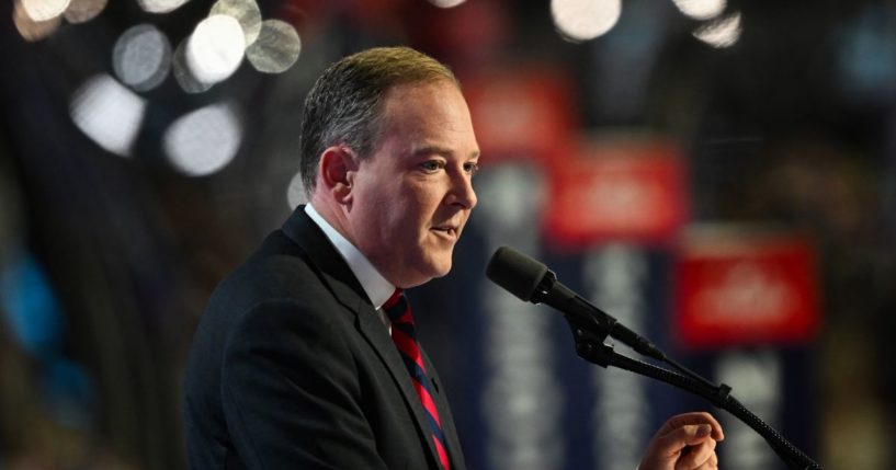 Former Rep. Lee Zeldin speaks on stage at the Republican National Convention in Milwaukee, Wisconsin, on July 17, 2024.