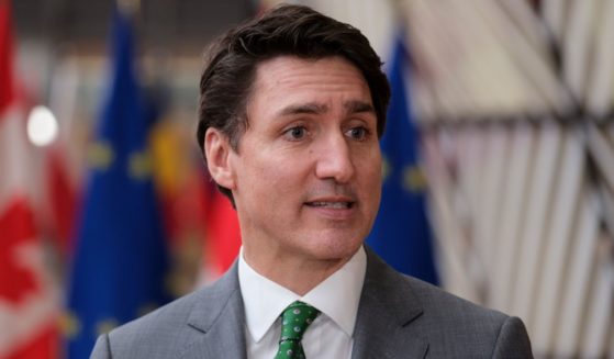 Prime Minister of Canada Justin Trudeau speaks to journalists in Brussels, Belgium, on Feb. 12, 2025.