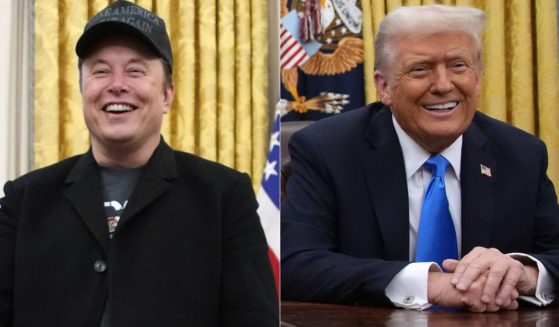 Elon Musk, left, and President Donald Trump, right, speak to reporters in the Oval Office at the White House in Washington, D.C., on Feb. 11.