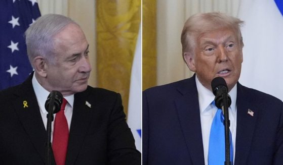 President Donald Trump, right, held a joint news conference with Israeli Prime Minister Benjamin Netanyahu Tuesday at the White House in Washington.