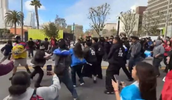 Violence erupts at a protest in support of illegal immigrants.