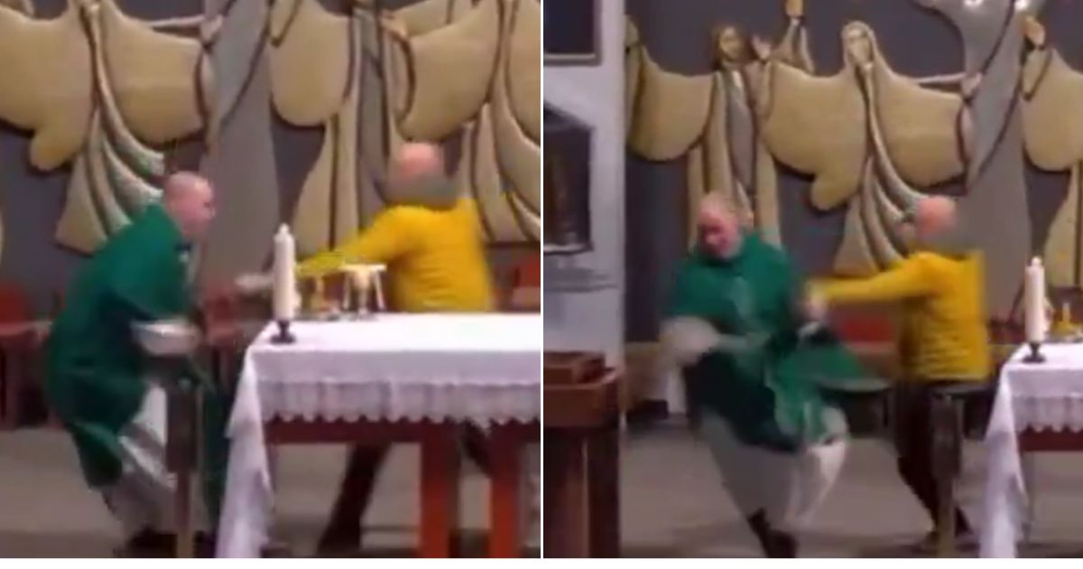 Harrowing Footage: Armed Attacker Rushes at Priest Mid-Service