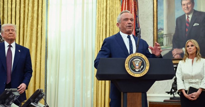 Secretary of Health and Human Services Robert F. Kennedy Jr. speaks after being sworn in the Oval Office of the White House in Washington, D.C., on Thursday.