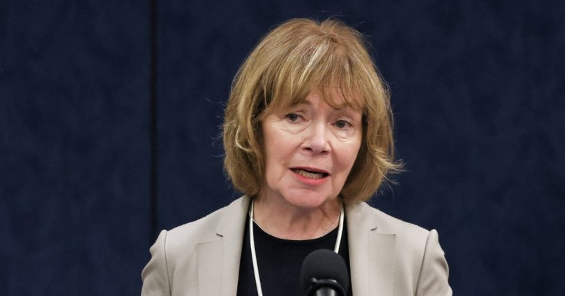 Sen. Tina Smith, a Democrat from Minnesota, is seen in a file photo dated July 10, 2024. Smith has announced she has decided not to run for re-election.