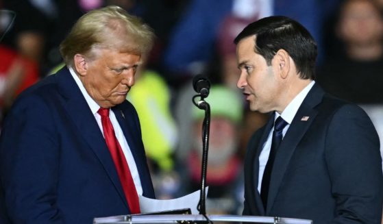 Then-Sen. Marco Rubio, right, and then-Republican presidential nominee Donald Trump greet each other on stage during a campaign rally in Allentown, Pennsylvania, on Oct. 29.