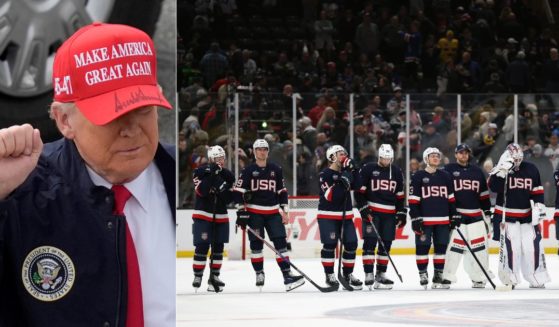 President Donald Trump, left, took to Truth Social on Thursday to weigh-in on the 4 Nations Face-Off championship game between the United State hockey team, right, and Canada.