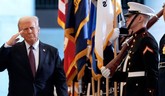 President Donald Trump reviews the troops during his Inauguration ceremony in Washington, D.C., on Jan. 20.