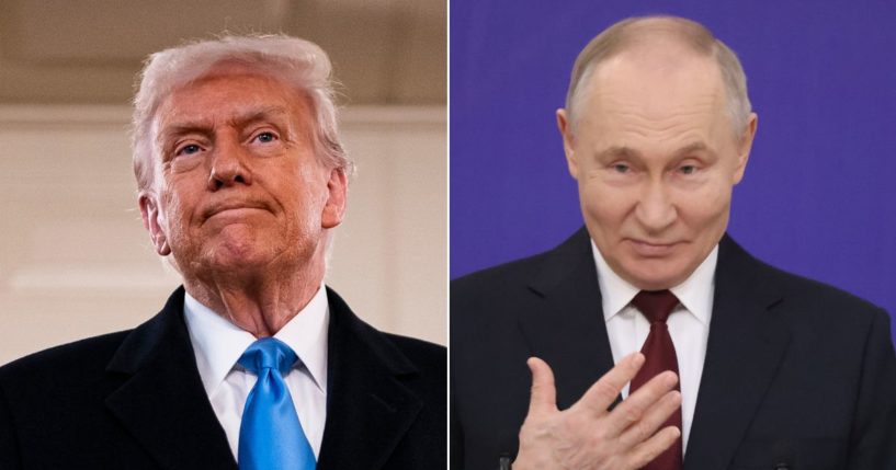 President Donald Trump, left, has directed his administration to facilitate peace talks with Russian President Vladimir Putin, right, over the Ukraine War.