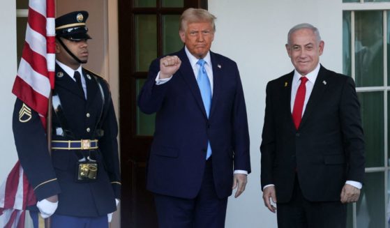 President Donald Trump greets Israeli Prime Minister Benjamin Netanyahu at the White House in Washington, D.C., Tuesday.