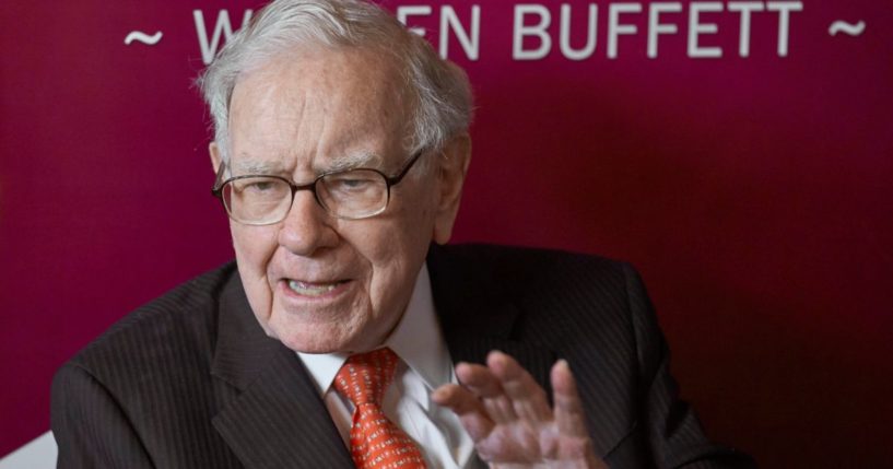 Warren Buffett speaks during a game of bridge following the annual Berkshire Hathaway shareholders meeting in Omaha, Nebraska, on May 5, 2019.