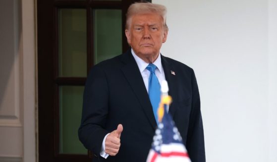 U.S. President Donald Trump gives a thumbs-up as Jordan’s King Abdullah II departs the White House on February 11, 2025 in Washington, DC.