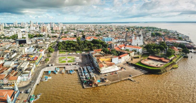 A panoramic view of Belem City in the Amazon region of Brazil.