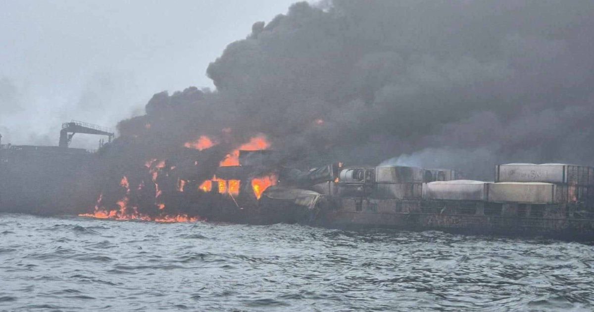 Large Rescue Operation Underway After US Oil Tanker Is Involved in Fiery Collision with Another Ship