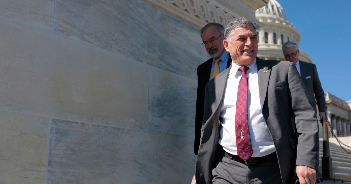 Rep. Andrew Clyde, a Republican from Georgia, leaves following a series of votes at the Capitol on March 11, 2025, in Washington, D.C.
