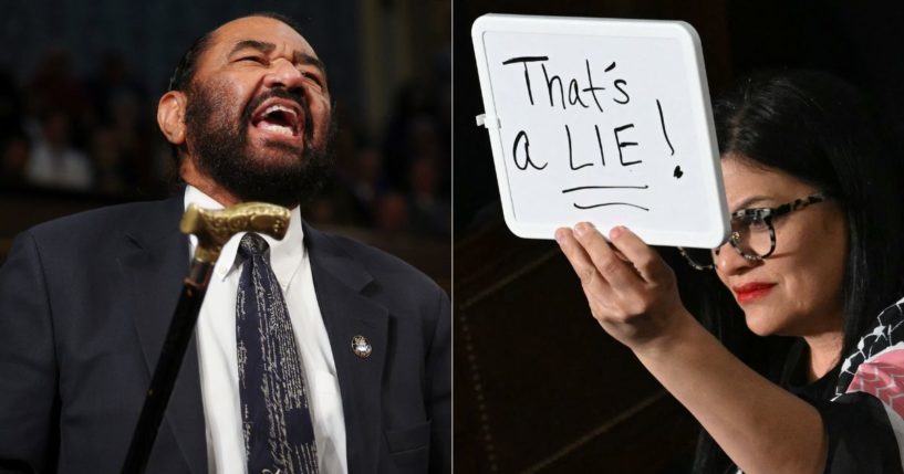 During President Donald Trump's speech to a joint session of Congress on Tuesday, Democrats, like Rep. Al Green, left, and Rep. Rashida Tlaib, right, behaved in such an appalling manner, one Democratic strategist had to call out the party's lack of decorum.