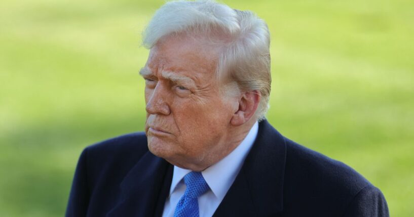 President Donald Trump speaks to reporters at the White House in Washington, D.C. on Friday.