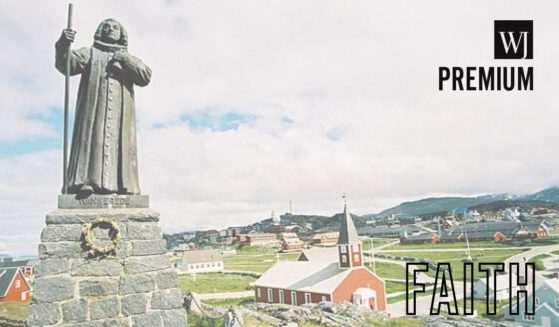 The Hans Egede statue stands in Nuuk, Greenland.