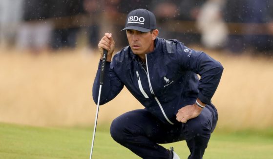 Billy Horschel lines up a putt on the second green during day three of The 152nd Open championship at Royal Troon on July 20, 2024, in Troon, Scotland.