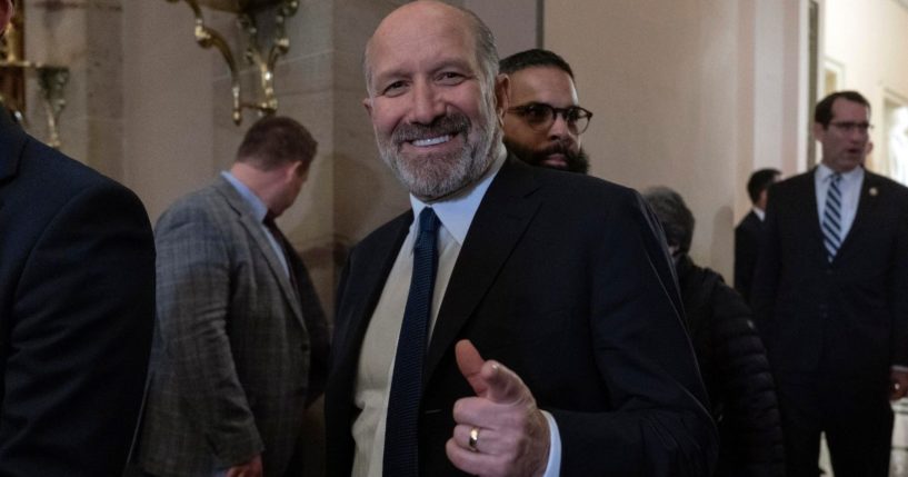 Secretary of Commerce Howard Lutnick leaves after President Donald Trump addresses a joint session of Congress on Capitol Hill in Washington, D.C., on March 4.