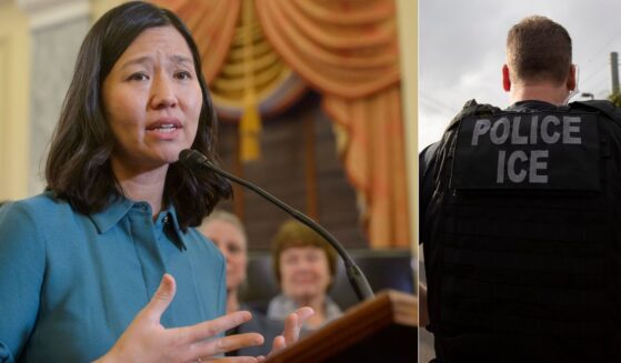 On Monday, U.S. Immigration and Customs Enforcement announced the arrest of 370 criminal illegal alien offenders in Massachusetts, to include Boston, which Mayor Michelle Wu, left, claimed as a sanctuary city.