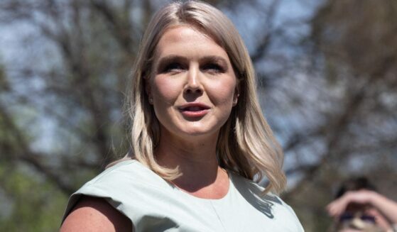 White House Press Secretary Karoline Leavitt speaks with reporters Monday in the driveway of the West Wing of the White House in Washington, D.C.