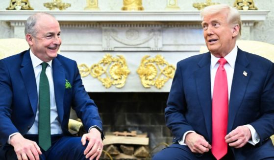 President Donald Trump, right, meets with Irish Prime Minister Micheal Martin, left, in the Oval Office of the White House in Washington, D.C., on Wednesday.