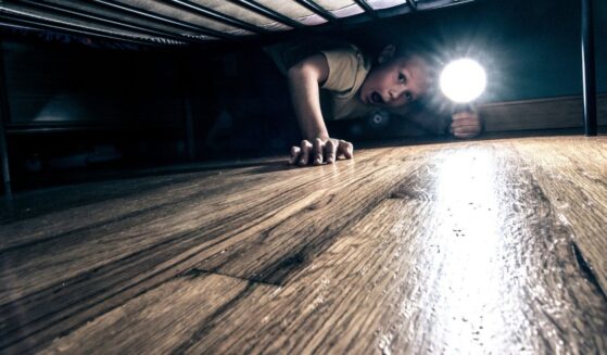 Police in Kansas said a babysitter looked under a child's bed to prove there was no monster there - and "came face-to-face with a male suspect who was hiding there."