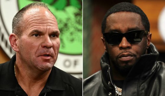 Maui Police Chief John Pelletier, left, is seen speaking at a news conference in the aftermath of a deadly wildfire on Aug. 10, 2023. At right, Sean "Diddy" Combs is seen at Howard University in Washington, D.C. in a file photo dated Oct. 20, 2023.