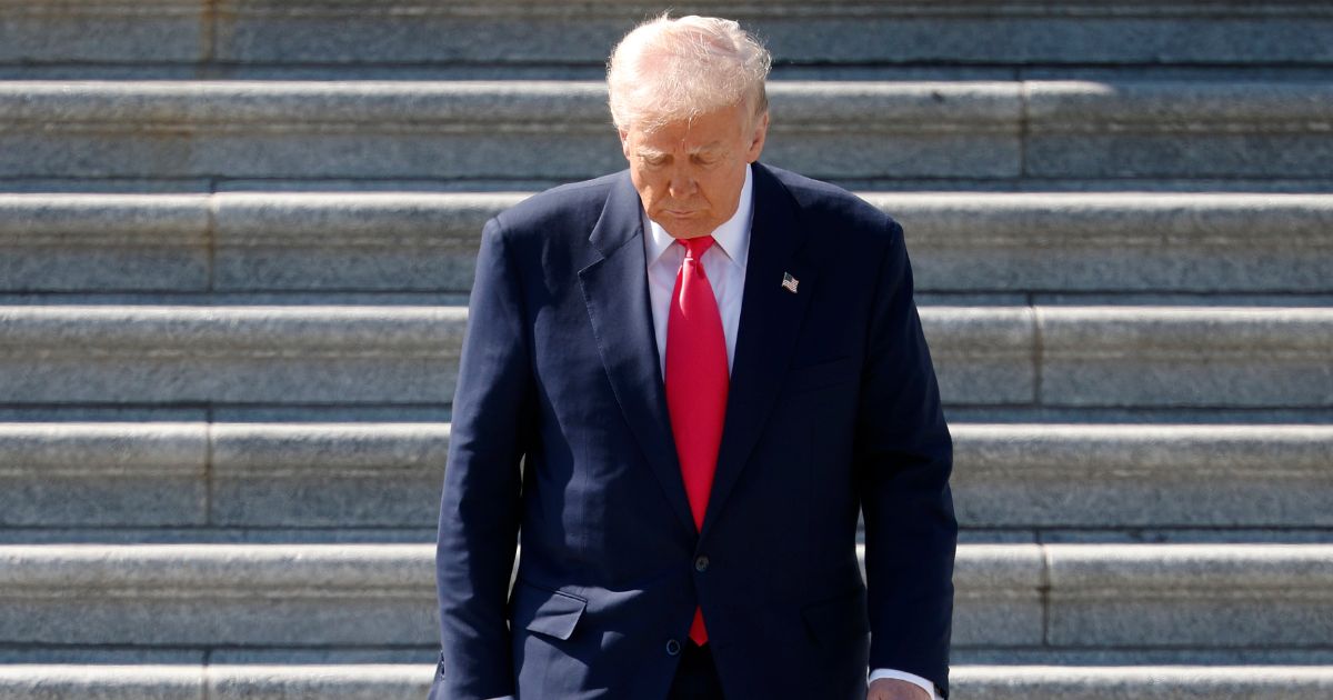 U.S. President Donald Trump departs the U.S. Capitol following a Friends of Ireland luncheon with Irish Taoiseach Micheál Martin on March 12, 2025 in Washington, DC.