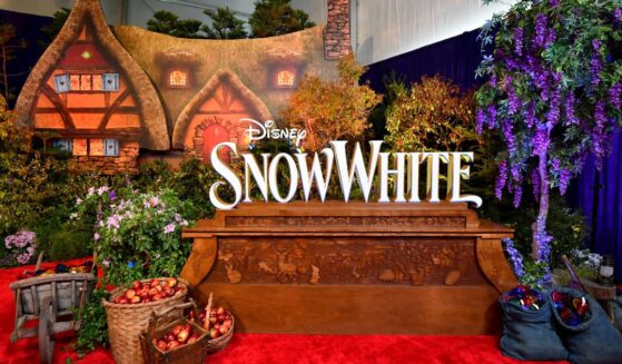 A special set up is pictured outside the world premier of "Snow White" in Hollywood, California, on March 15.