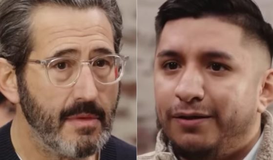 Progressive podcaster Sam Seder, left, appeared on an episode of "Surrounded" where he took on conservative Eleazar Perez, right, for a portion of the episode to discuss religion and morals.