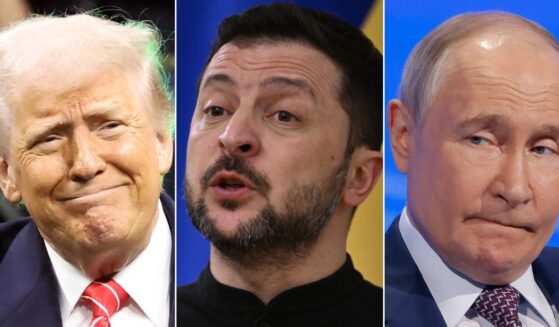 Representatives of President Donald Trump, left, Ukraine President Volodymyr Zelenskyy, center, and Russian President Vladimir Putin have reportedly hammered out a partial ceasefire between Ukraine and Russia.