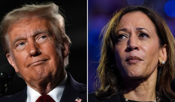 On Wednesday, Monmouth University announced it was closing its polling center after its polling heavily favored Vice President Kamala Harris, right, over President Donald Trump, left, skewing the data.