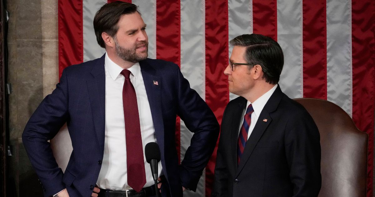 JD Vance and Mike Johnson Caught Talking on Hot Mic Before Trump’s Address to Congress