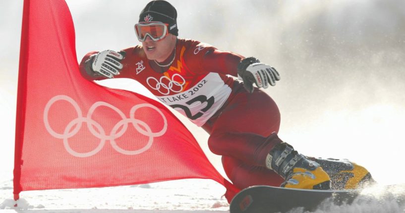 Ryan Wedding of Canada competes in the qualifying round of the men's parallel Giant Slalom snowboarding event on Feb. 14, 2002, during the Salt Lake City Winter Olympic Games at the Park City Mountain Resort in Park City, Utah.