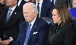 Former President Joe Biden and former Vice President Kamala Harris attend the inauguration ceremony before President Donald Trump is sworn in at the U.S. Capitol in Washington, D.C., on Jan. 20, 2025.