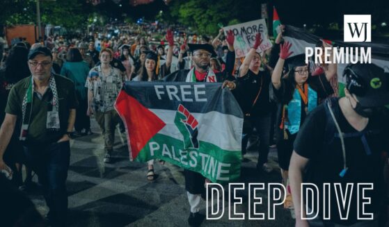 Graduate students and demonstrators protest for Palestinians and Hamas after walking out of commencement at the DKR-Texas Memorial Stadium in Austin, Texas, on May 11, 2024.