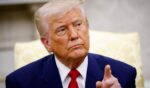 President Donald Trump takes a question from a member of the media during a meeting with Israeli Prime Minister Benjamin Netanyahu in the Oval Office of the White House in Washington, D.C., on Monday.