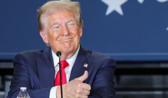 Donald Trump reacts during a Hispanic roundtable in Las Vegas, Nevada, on Oct. 12, 2024.