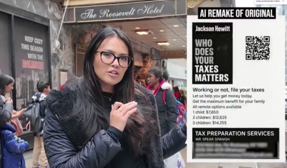 Turning Point USA contributor Savanah Hernandez interviewed representatives of a tax firm who set up a table outside a New York City migrant hotel and handed out flyers explaining to families that they can collect up to $14,000 -- whether they're working or not.