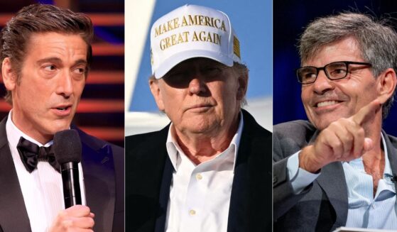 ABC News has secured an interview with President Donald Trump, center, as his first 100 days in office draws to a close, but the White House has stipulated that neither David Muir, left, not George Stephanopoulos, right, will be allowed to conduct the interview, despite both of them being top journalists at the network.