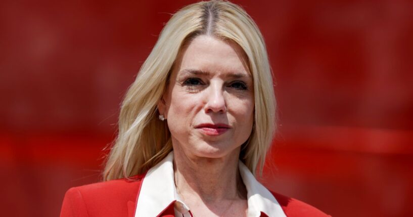 Attorney General Pam Bondi attends a news conference in Fort Lauderdale, Florida, on April 9.