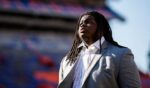 Desmond Watson #21 of the Florida Gators arrives before the start of a game against the Charlotte 49ers at Ben Hill Griffin Stadium on September 23, 2023 in Gainesville, Florida.