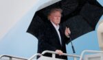 U.S. President Donald Trump boards Air Force One on April 11, 2025 at Joint Base Andrews, Maryland.
